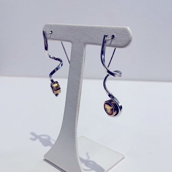 Sterling Silver and Citrine Dangle Earrings - Picture 3 of 4